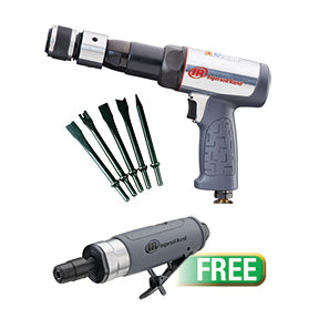 Ingersoll Rand Long Barrel MAX Air Hammer Kit w/FREE Straight Die Grinder