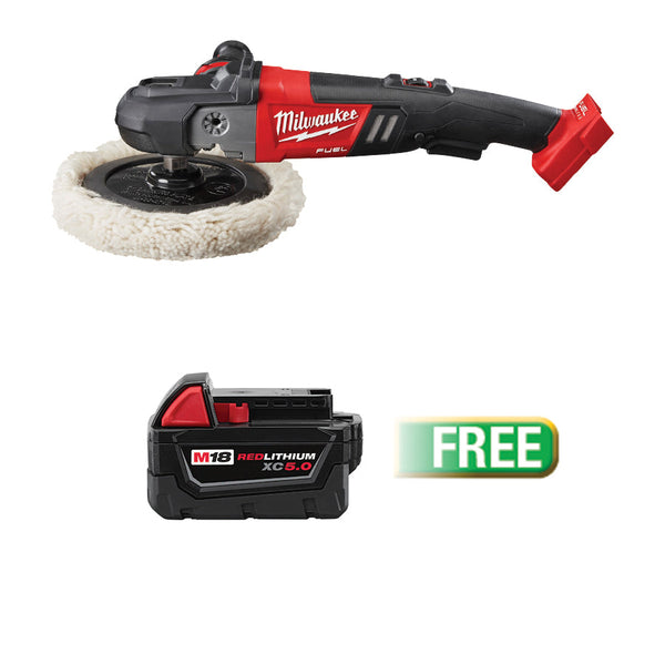 Milwaukee M18 FUEL 7 Vari Spd Polisher (Tool Only) W/FREE M18 REDLITHIUM XC5.0 Ext Cap Batt Pack